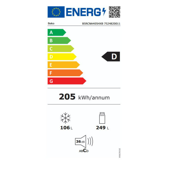 Ψυγειοκαταψύκτης BEKO B5RCNA405HXB(355lt,d)