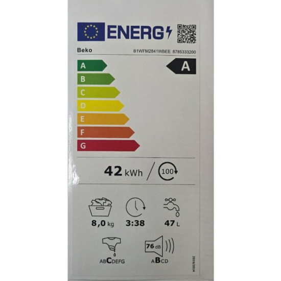 πλυντήριο ρούχων Beko B1WFM2841WBEE(8kg,Τεχνολογία Ατμού,1400 Στροφών)