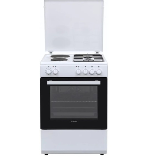 κουζίνα Hyundai HCGC25V-72622E/W Λευκή(ηλεκτρικός 65lt με Εστίες Μικτές)