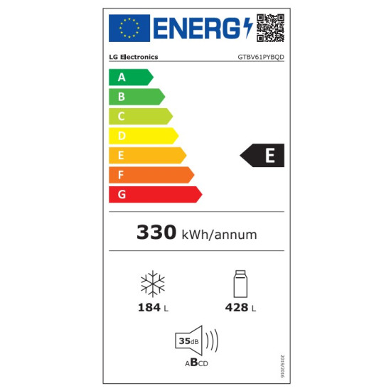 ψυγείο LG GTBV61PYBQD(E,612lt,Full No Frost Υ186xΠ83.1xΒ74.1cm Inox)