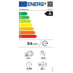πλυντήριο πιάτων LG DB273TX(Wi-Fi,14 Σερβίτσια,Π59.8xY81.5εκ,Εντοιχιζόμενο με ατμό,LG QuadWash,A)
