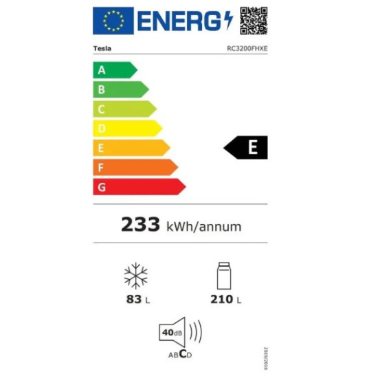 ψυγειοκαταψύκτης Tesla RC3200FHXE(293lt Full No Frost,E,Υ185xΠ60xΒ60cm Inox)