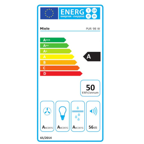 απορροφητήρας Miele PUR 98W Matt Black 90cm με 2 Μοτέρ(12358160)