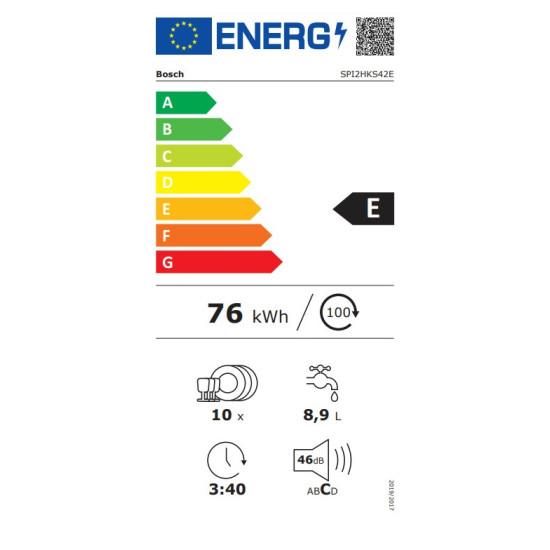 πλυντήριο πιάτων Bosch SPI2HKS42E (Εντοιχιζόμενο ,45cm,E)