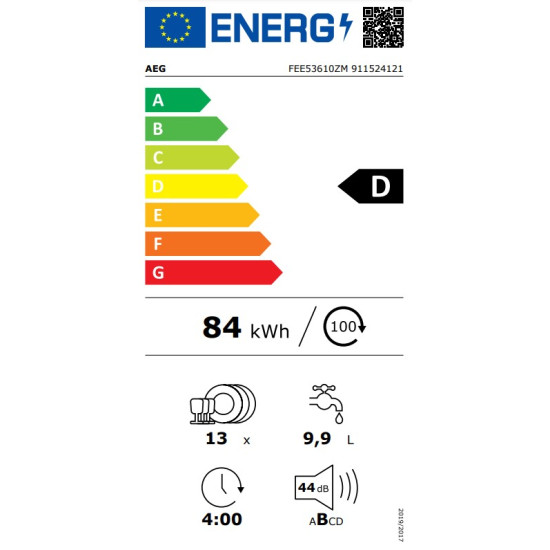 πλυντήριο πιάτων AEG FEE53610ZM (εντοιχιζόμενο,60cm,D)