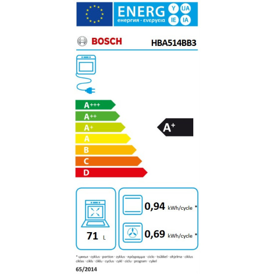 φούρνος Bosch HBA514BB3 (ηλεκτρικός,άνω Πάγκου,71lt)
