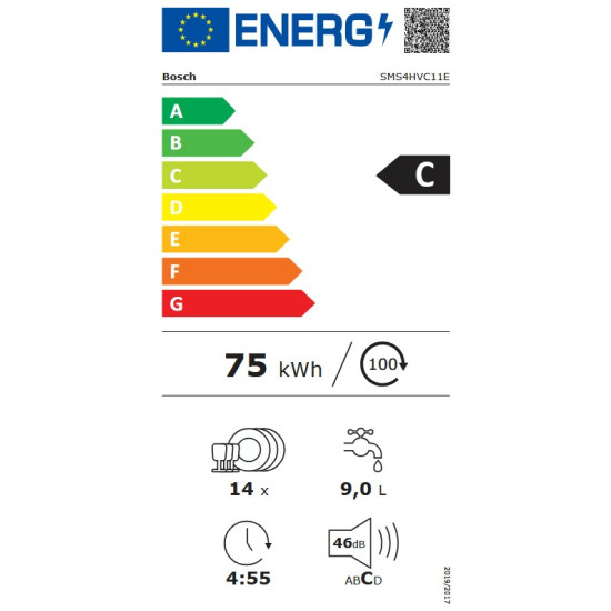 πλυντήριο πιάτων Bosch SMS4HVC11E (ελεύθερο,60cm,Inox,D)