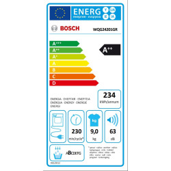 στεγνωτήριο Bosch WQG24201GR (9kg,A++,με Αντλία Θερμότητας)