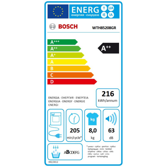 στεγνωτήριο Bosch WTH85208GR (8kg,A++με Αντλία Θερμότητας)
