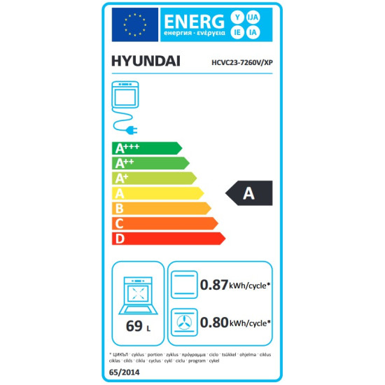 κουζίνα Hyundai HCVC23-7260V/XP (ηλεκτρικός 69lt με Εστίες Κεραμικές)