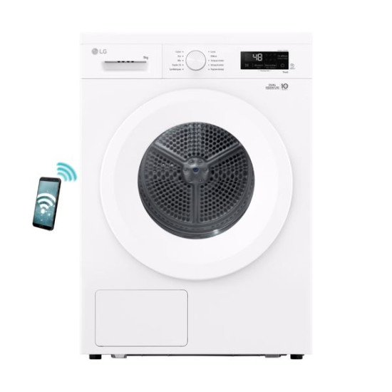στεγνωτήριο LG RHX1009NWH (wifi,9kg,C,με αντλία θερμότητας)