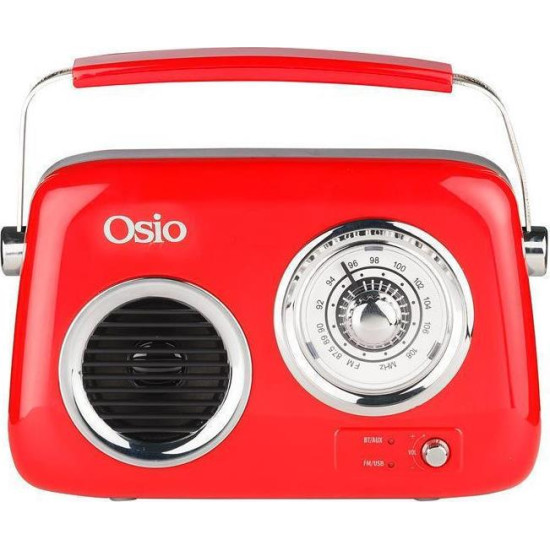 Osio OPR-3040 Retro Φορητό Ραδιόφωνο Επαναφορτιζόμενο με Bluetooth και USB Κόκκινο