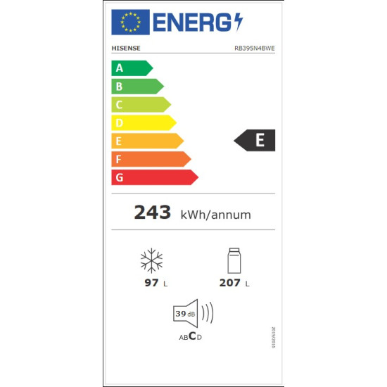 ψυγειοκαταψύκτης Hisense RB395N4BWE (304lt,E,no frost)