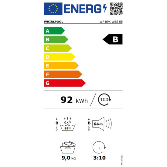 στεγνωτήριο Whirlpool WP B9X WBS EE (9kg,B,με αντλία θερμότητας)