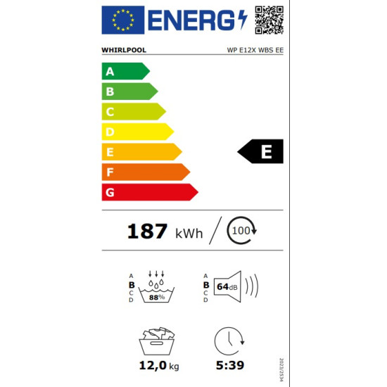 στεγνωτήριο Whirlpool WP E12X WBS EE (12kg,E,με αντλία θερμότητας)