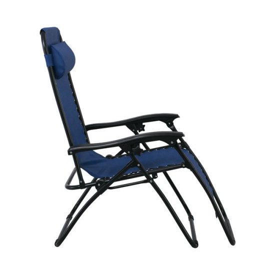 Πολυθρόνα με Υποπόδιο SUPER RELAX (165x65x112) Μεταλ.Ανθρακί/Textilene Μπλε (Ε618,2) (Συσκ 2 τμχ)