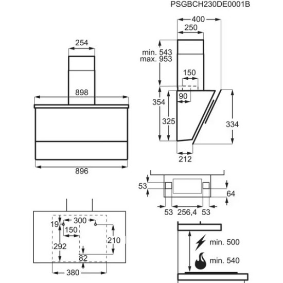 απορροφητήρας AEG DVE5962HB (καμινάδα,90cm)