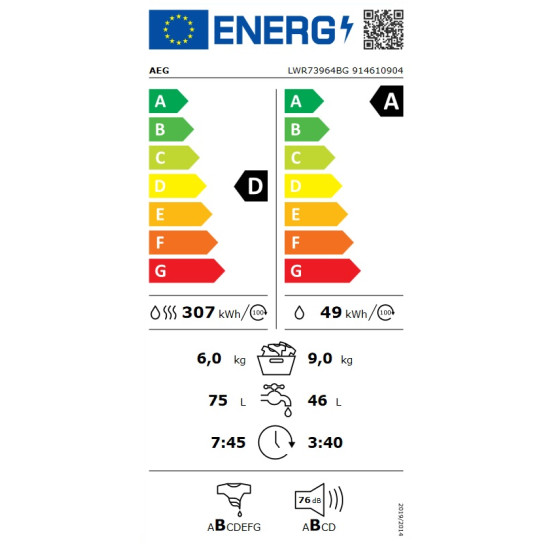 πλυντήριο στεγνωτήριο AEG LWR73964BG (9kg/6kg,1600 Στροφές) πλυντήριο στεγνωτήριο AEG LWR73964BG (9kg/6kg,1600 Στροφές)