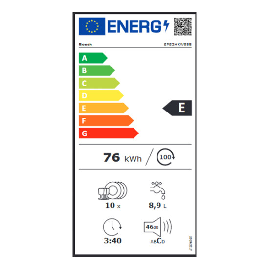 πλυντήριο πιάτων Bosch SPS2HKW58E (ελεύθερο,45cm,Λευκό,E)