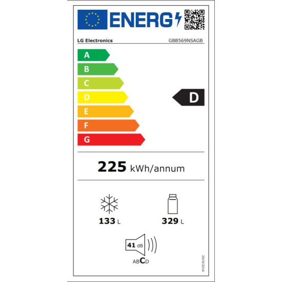 ψυγειοκαταψύκτης LG GBB569NSAGB (462lt,D,no frost)