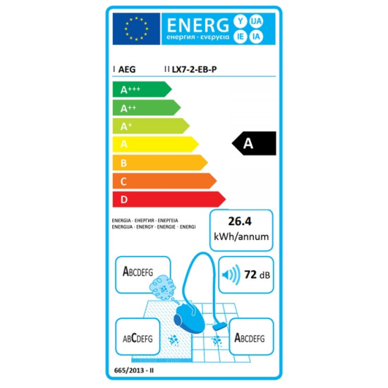 ηλεκτρική σκούπα χωρίς σακούλα AEG LX7-2-EB-P (650watt)