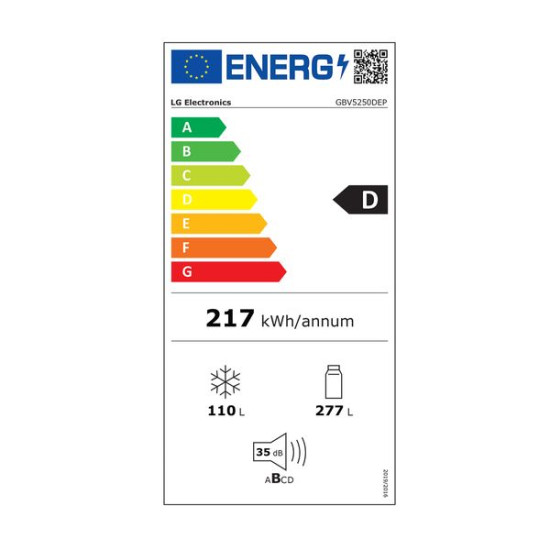 ψυγειοκαταψύκτης LG GBV5250DEP (387lt,D,no frost)