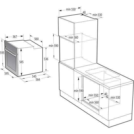 φούρνος Gorenje BSA6737E15BG (Άνω πάγκου,Ηλεκτρικός,77lt) (034023601)