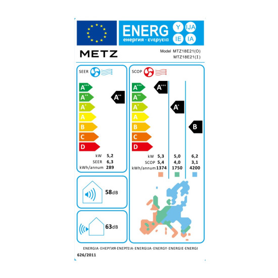Κλιματιστικό Inverter Metz MTZ18E23 Με Wi-Fi & Ιονιστή 18000 Btu (A++/A+++)