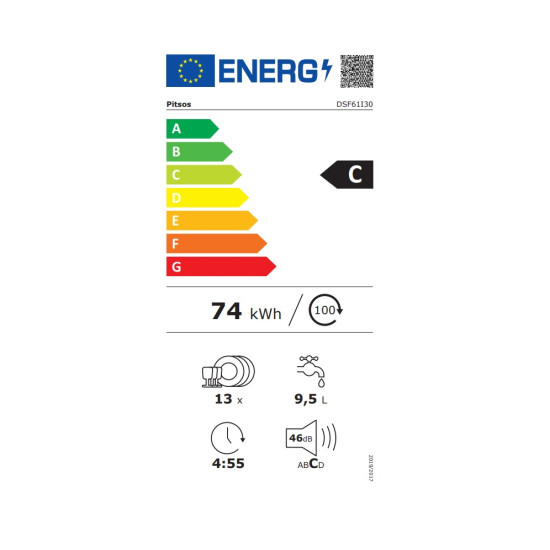 πλυντήριο πιάτων Pitsos DSF61I30(ελεύθερο,60cm,C)