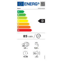 πλυντήριο πιάτων Bosch SMS4HVW00E (ελεύθερο,60cm,Λευκό,D)