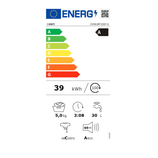 Πλυντήριο Ρούχων Candy CW50-BP12307-S (5kg,A)