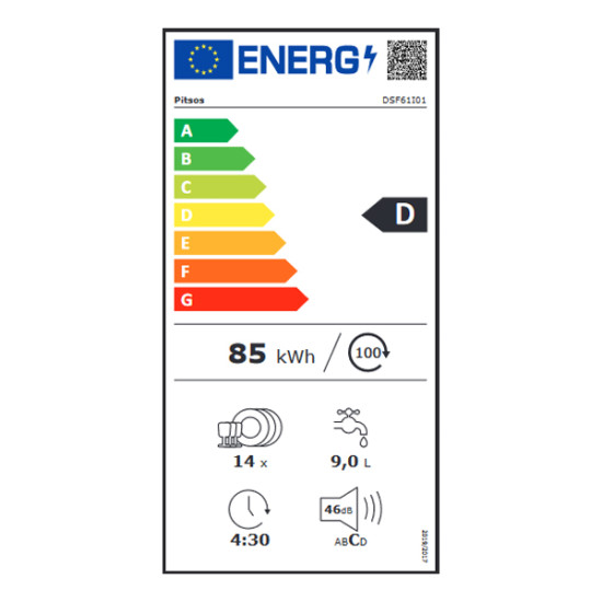 πλυντήριο πιάτων Pitsos DSF61I01 (ελεύθερο,60cm,D)