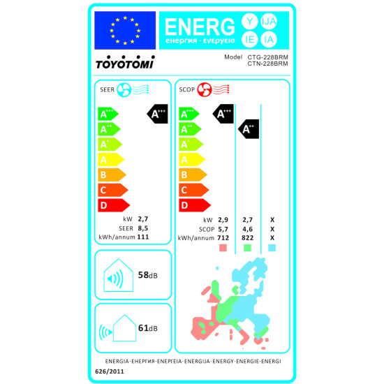 κλιματιστικό Toyotomi Erai CTN/CTG-228BRM(9000btu,προεγκατεστημένο wifi,A+++/A++)