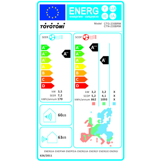 κλιματιστικό Toyotomi Erai CTN/CTG-235BRM(12000btu,προεγκατεστημένο wifi,A++/A+++)