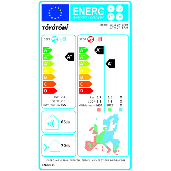 κλιματιστικό Toyotomi Erai CTN/CTG-271BRM (24000btu,προεγκατεστημένο wifi,A++/A+++)