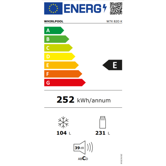 ψυγειοκαταψύκτης Whirlpool W7X 82O K(335lt,E,no frost)