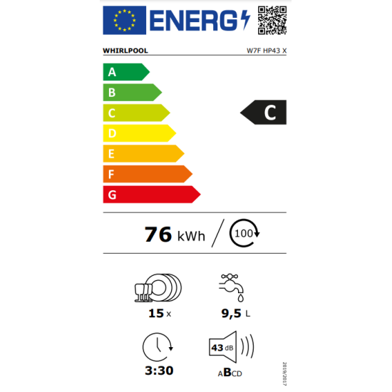 Πλυντήριο Πιάτων Whirlpool W7F HP43 X(ελεύθερο,60cm,E)
