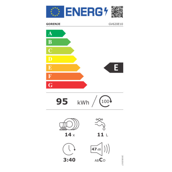 πλυντήριο πιάτων Gorenje GV620E10(εντοιχιζόμενο,60cm,E,033003101)