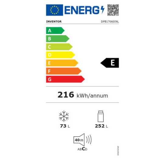 ψυγείο Inventor DPB 17060 INL(325lt,E,no frost)