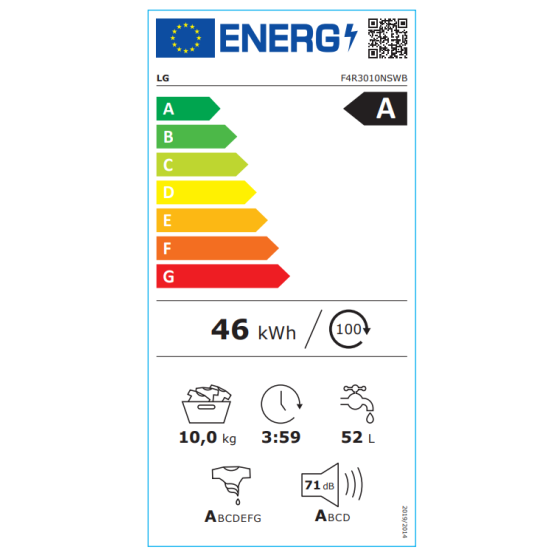πλυντήριο ρούχων LG F4R3010NSWB(10kg,A)