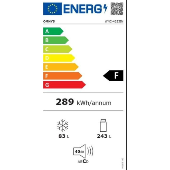 Ψυγειοκαταψύκτης Omnys WNC-4323IN(no frost,326lt,f)