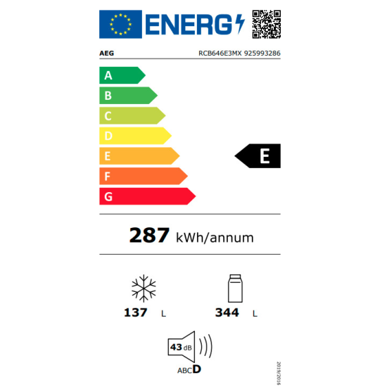 ψυγειοκαταψύκτης AEG RCB646E3MX(481lt,NoFrost,E,inox)