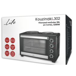 Life Kouzinaki 302(221-0153) (Ηλεκτρικό Φουρνάκι 30lt με 2 Εστίες και Αέρα, 3200W) Life Kouzinaki 302(221-0153) (Ηλεκτρικό Φουρνάκι 30lt με 2 Εστίες και Αέρα, 3200W)