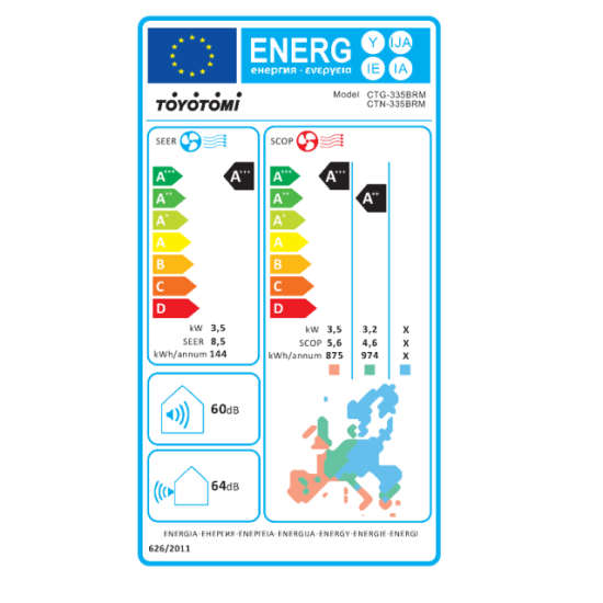 κλιματιστικό Toyotomi Erai CTN/CTG-335BRM(12000btu,A+++/A++,τεχνητή νοημοσύνη,προεγκατεστημένο wifi,ιονιστής)