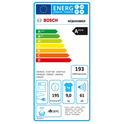 στεγνωτήριο Bosch WQB245B8GR(9kg A+++ με Αντλία Θερμότητας)
