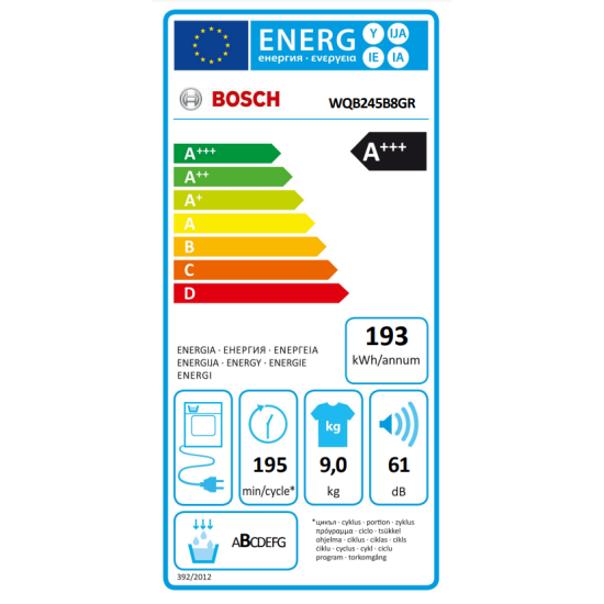 στεγνωτήριο Bosch WQB245B8GR(9kg A+++ με Αντλία Θερμότητας)