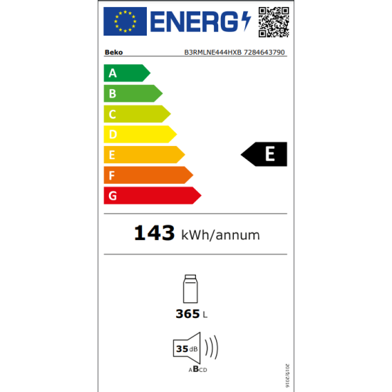 ψυγείο-συντήρηση Beko B3RMLNE444HXB(365lt,E,inox,no frost)