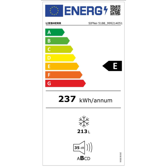 Liebherr SIFNei 5188 Peak(NoFrost Πλήρως εντοιχιζόμενος καταψύκτης με NoFrost,213lt,E)