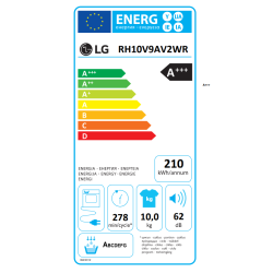 στεγνωτήριο LG RH10V9AV2WR(10kg,A+++,Υβριδικό με Αντλία Θερμότητας)