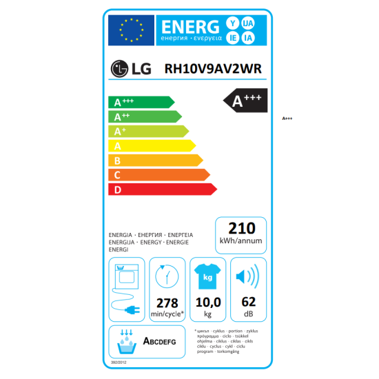 στεγνωτήριο LG RH10V9AV2WR(10kg,A+++,Υβριδικό με Αντλία Θερμότητας)